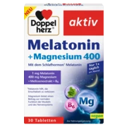 Doppelherz aktiv Melatonin + Magnesium 400 Prednji pogled Retuširani prednji pogled Zadnji pogled Pogled sa leve strane Pogled sa desne strane