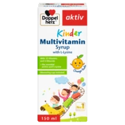 Doppelherz aktiv KINDER Multivitaminski Sirup Prednji pogled Retuširani prednji pogled Zadnji pogled Pogled sa leve strane Pogled sa desne strane