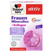 Doppelherz aktiv Minerali i vitamini za žene + Kolagen DEPO Prednji pogled Retuširani prednji pogled Zadnji pogled Pogled sa leve strane Pogled sa desne strane