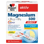 Doppelherz aktiv Magnezijum 500 + B12 + D3 DEPO DIREKT Prednji pogled Retuširani prednji pogled Zadnji pogled Pogled sa leve strane Pogled sa desne strane