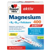 Doppelherz aktiv Magnezijum 400 DIREKT Prednji pogled Retuširani prednji pogled Zadnji pogled Pogled sa leve strane Pogled sa desne strane