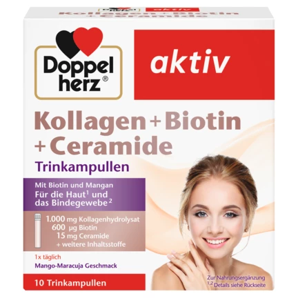 Doppelherz aktiv Kolagen + Hijaluron + Ceramidi Prednji pogled Retuširani prednji pogled Zadnji pogled Pogled sa leve strane Pogled sa desne strane