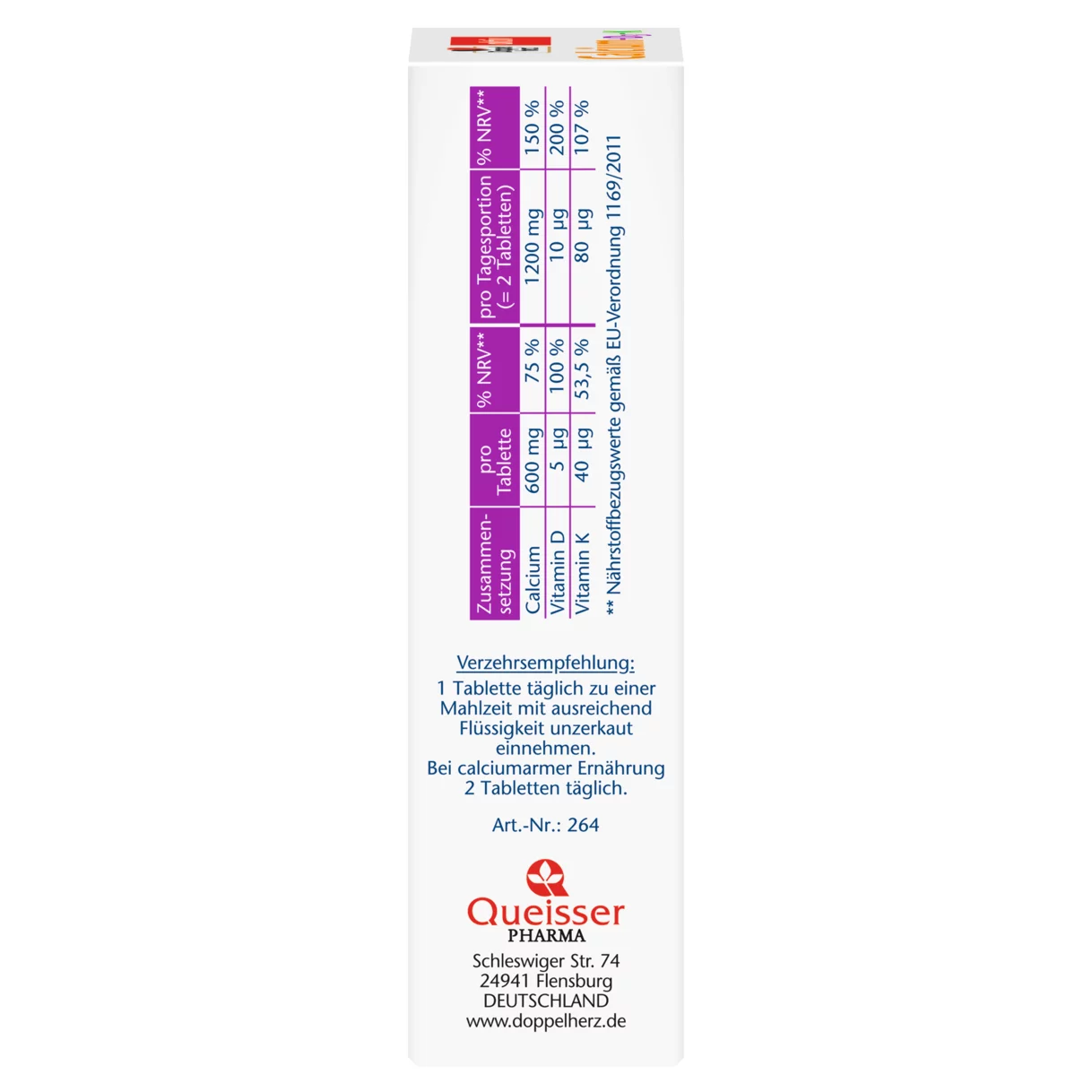 Doppelherz aktiv Kalcijum + Vitamin D3 + K Pogled sa leve strane