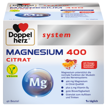 Illustration of the product packaging Doppelherz system MAGNEZIJUM CITRAT 400 front view