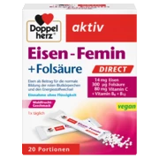 Doppelherz aktiv Gvožđe za žene + Folna kiselina DIREKT Prednji pogled Retuširani prednji pogled Zadnji pogled Pogled sa leve strane Pogled sa desne strane
