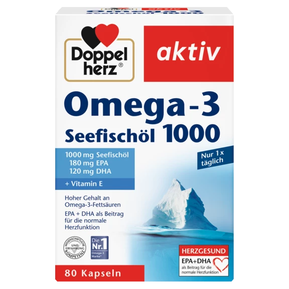 Doppelherz aktiv Omega-3 1000 Prednji pogled Retuširani prednji pogled Zadnji pogled Pogled sa leve strane Pogled sa desne strane