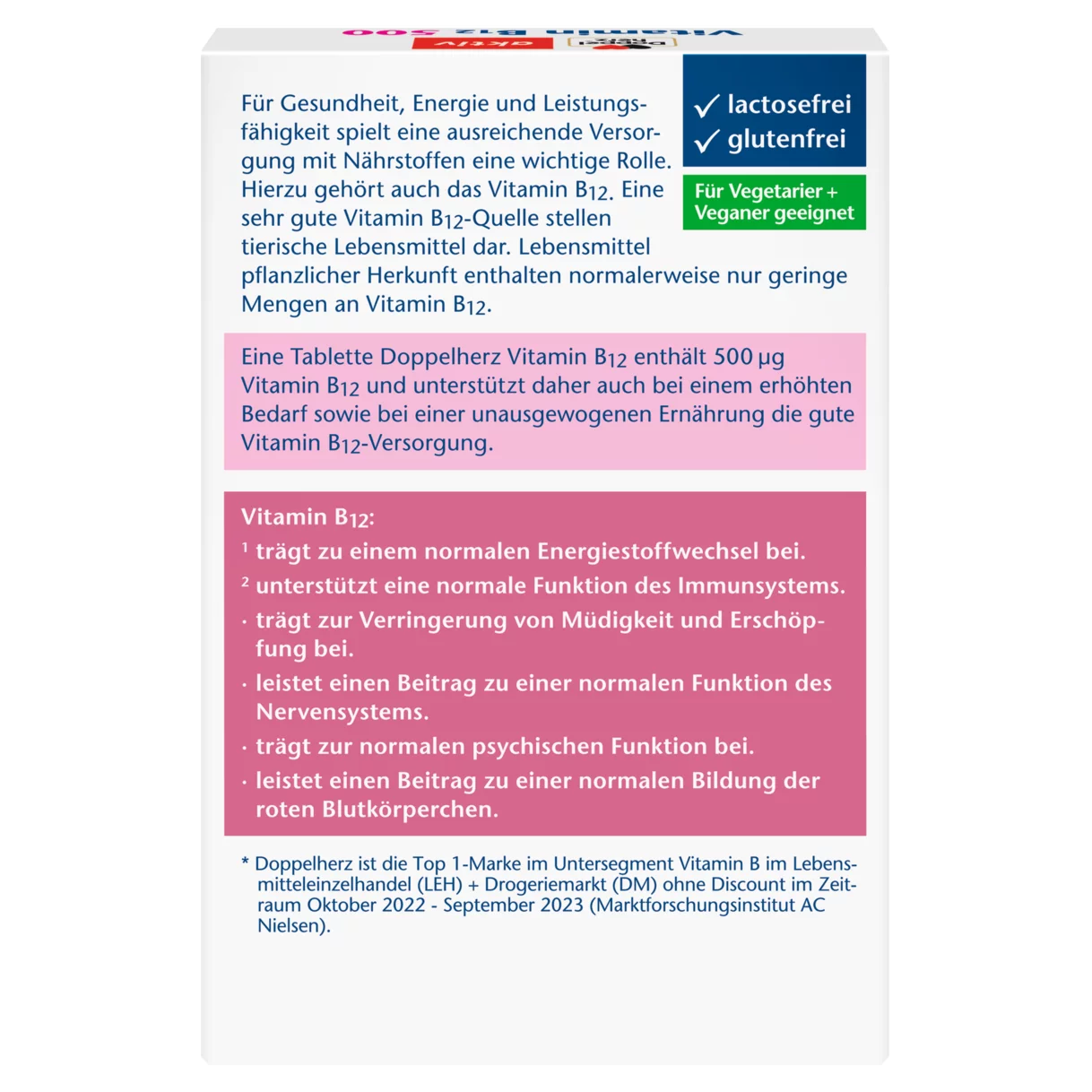 Doppelherz aktiv Vitamin B12 500 Zadnji pogled