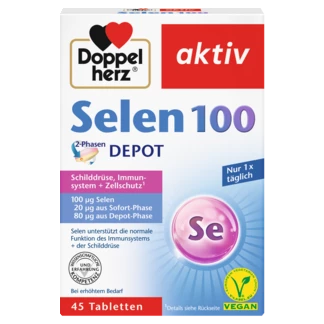 Doppelherz aktiv Selen 100 2-fazni DEPO  Prednji pogled Retuširani prednji pogled Zadnji pogled Pogled sa leve strane Pogled sa desne strane