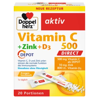Doppelherz aktiv Vitamin C 500 Prednji pogled Retuširani prednji pogled Zadnji pogled Pogled sa leve strane Pogled sa desne strane