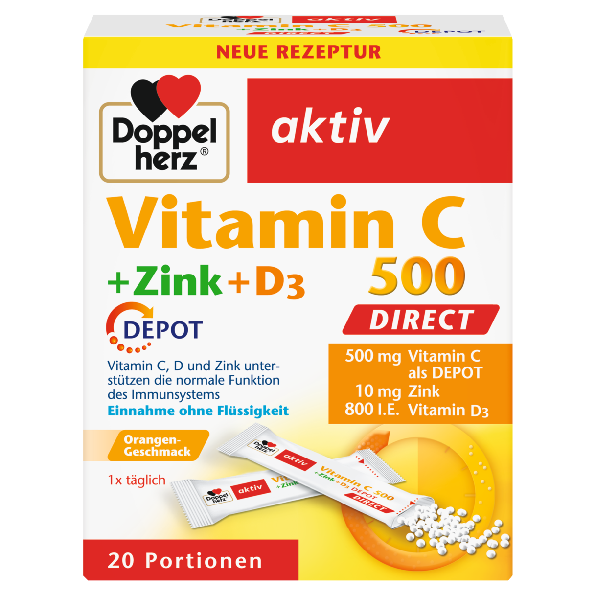 Illustration of the product packaging Doppelherz aktiv Vitamin C 500 front view