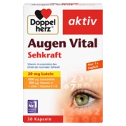 Doppelherz aktiv Vitamini i minerali za oci Prednji pogled Retuširani prednji pogled Zadnji pogled Pogled sa leve strane Pogled sa desne strane