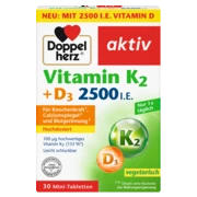 Doppelherz aktiv Vitamin K2 + D3 2500 IJ Prednji pogled Retuširani prednji pogled Zadnji pogled Pogled sa leve strane Pogled sa desne strane