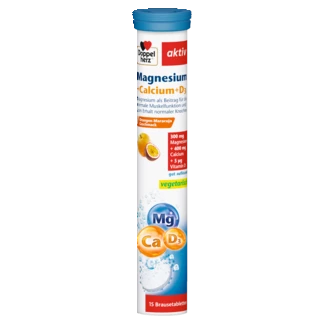 Doppelherz aktiv Magnesium + Kalcijum + D3 Prednji pogled Retuširani prednji pogled Zadnji pogled Pogled sa leve strane Pogled sa desne strane